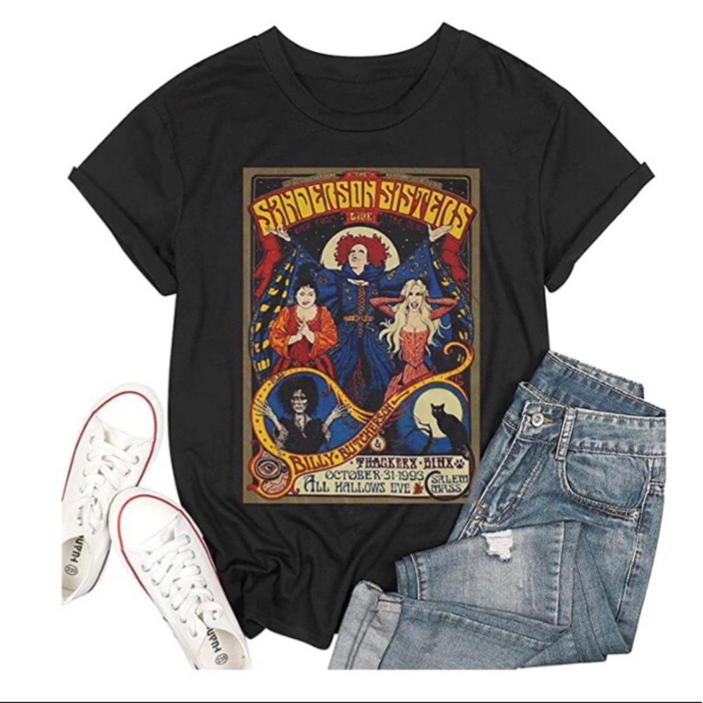 Disney Hocus Pocus Sanderson Sisters Graphic T-Shirt Halloween Short Sleeve Top